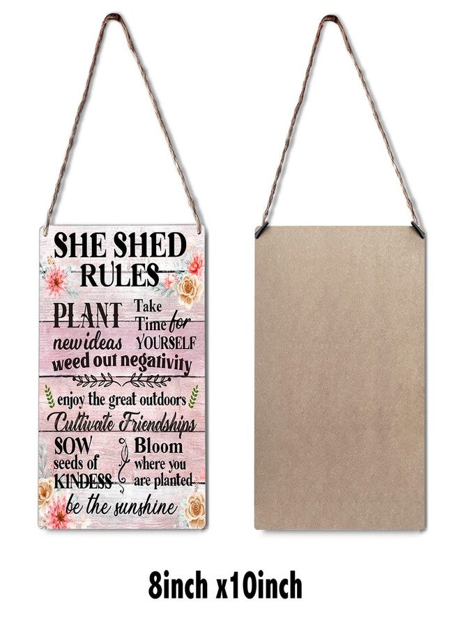 GUDIAO Farmhouse Garden Wooden Sign Wall Decor Rustic She Shed Rules Plant New Ideas Wood Plaque Hanging Sign Decoration for Home Door Outdoor 8"x10" - Image 2